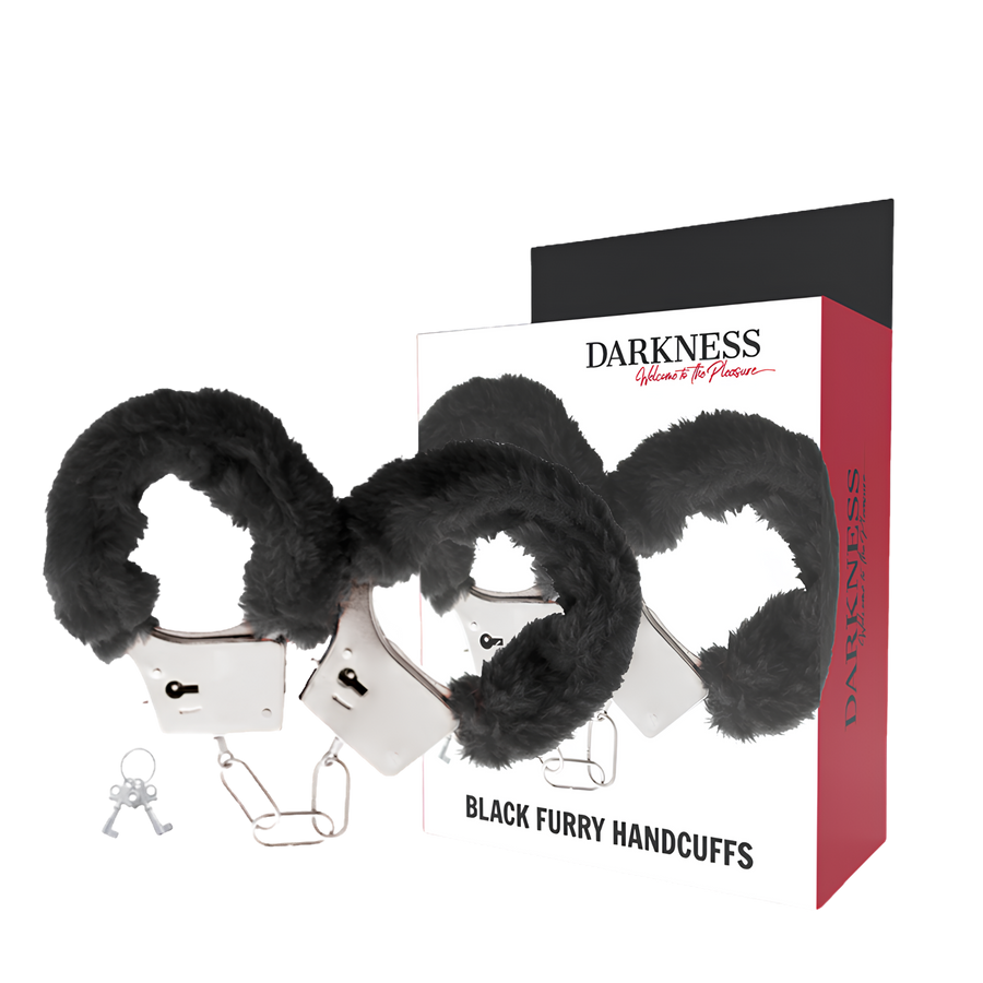 Menottes doublées Darkness noires et leur boîte