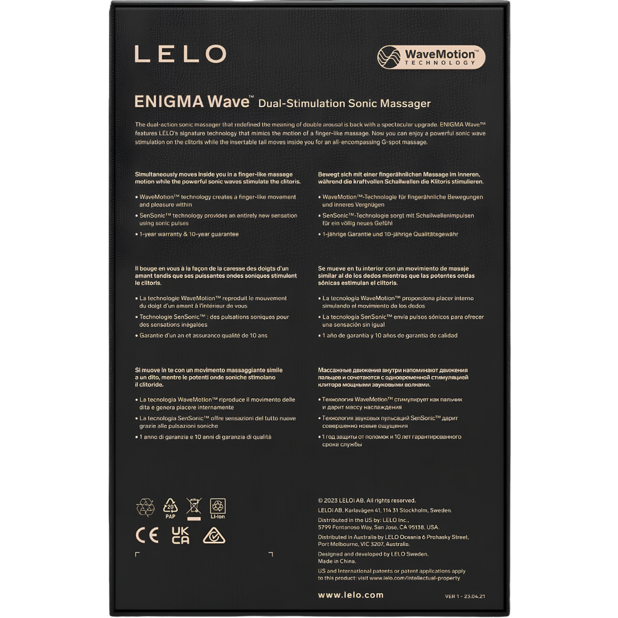 Stimulateur triple LELO Enigma Wave - trois moteurs, trois fréquences