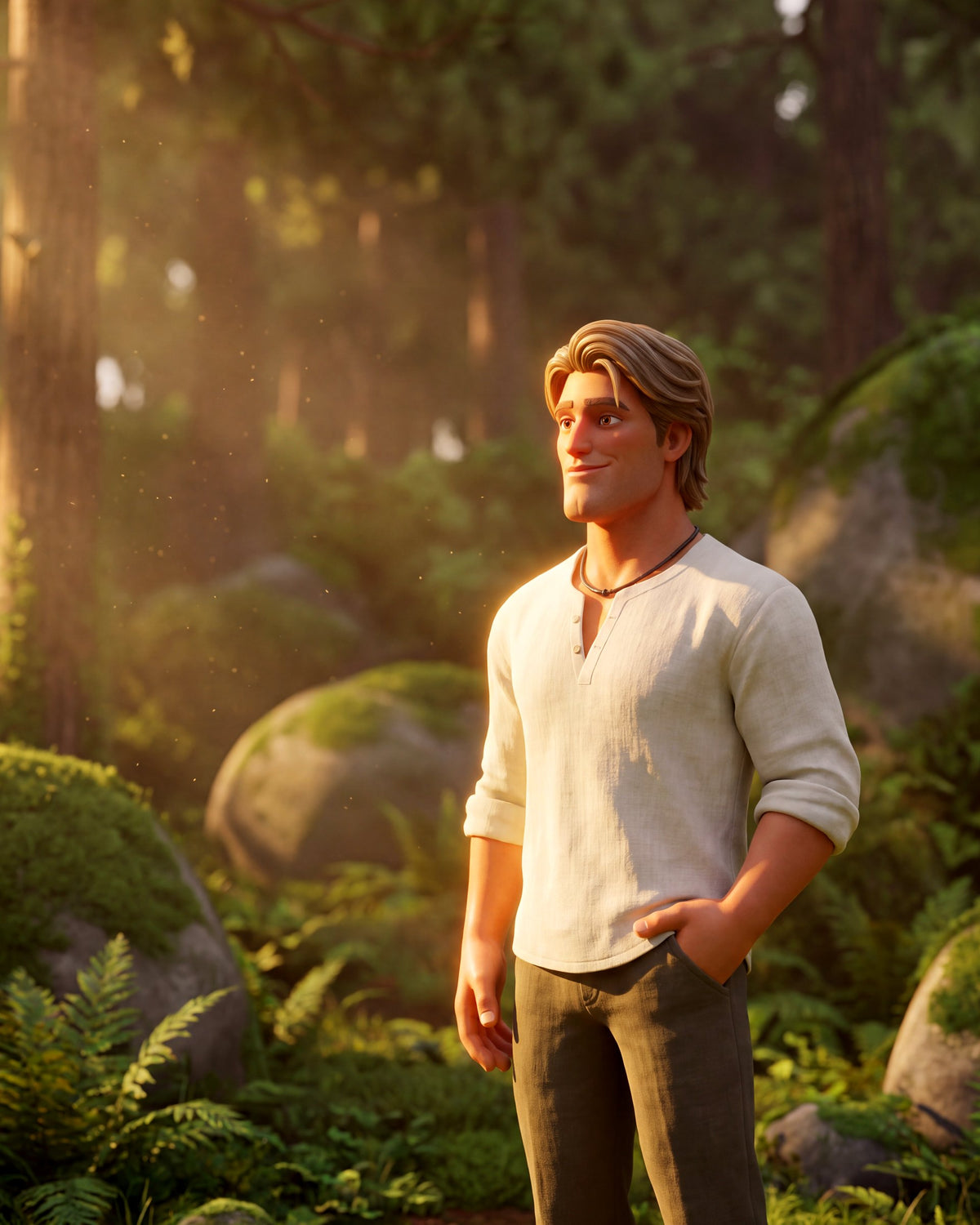 Tom arrive par l'autre côté du jardin