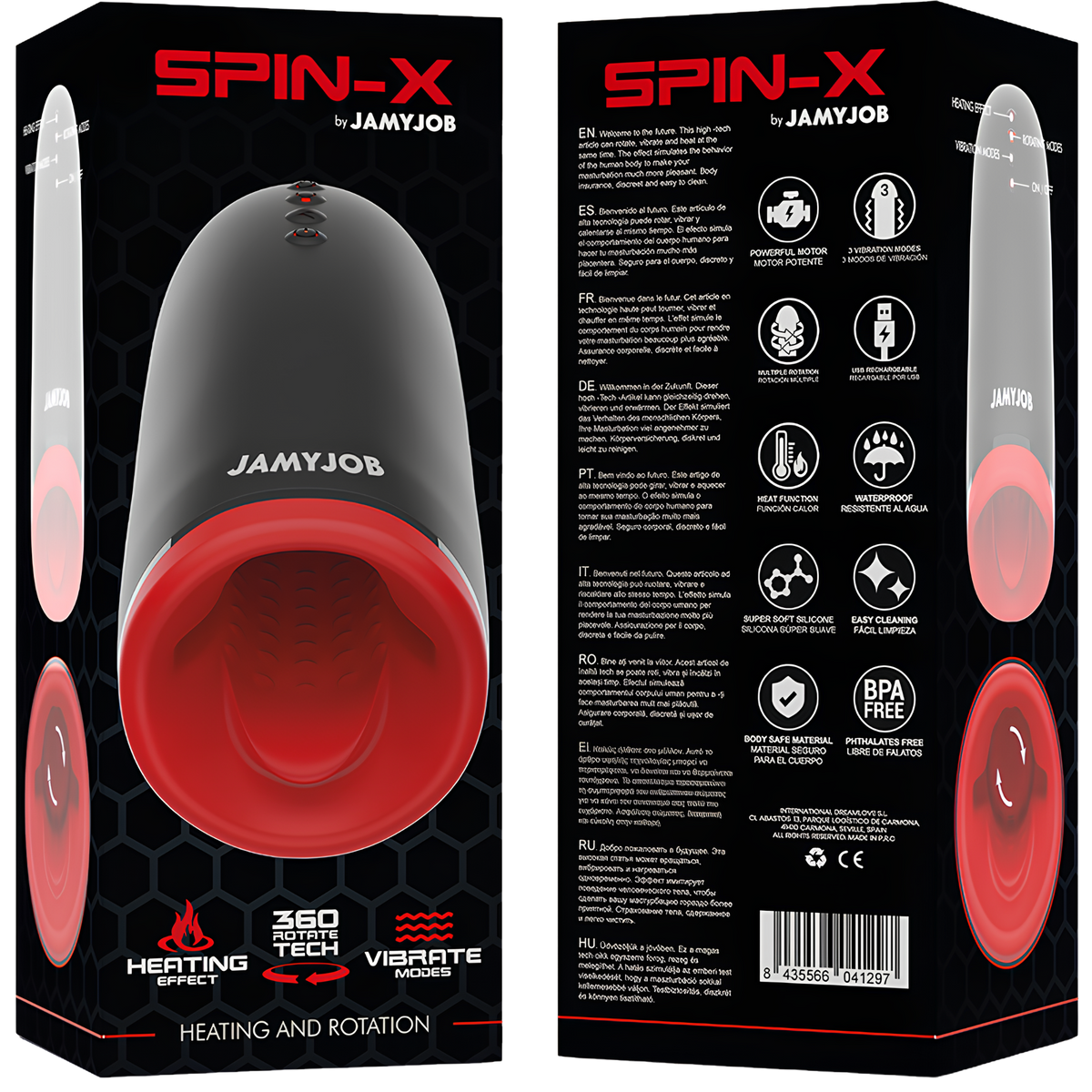 Masturbateur chauffant et rotatif Jamyjob Spin-X
