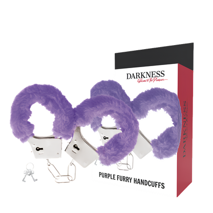 Menottes doublées Darkness lilas et leur boîte