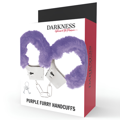 Menottes doublées Darkness lilas dans leur boîte