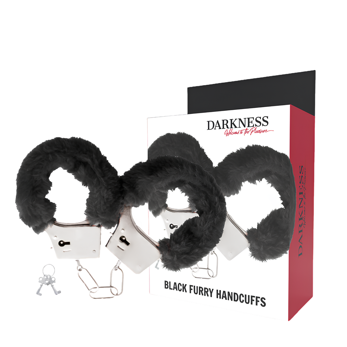 Menottes doublées Darkness noires et leur boîte