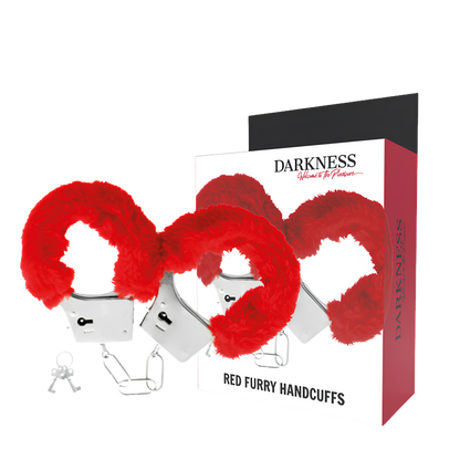 Menottes doublées Darkness rouges et leur boîte