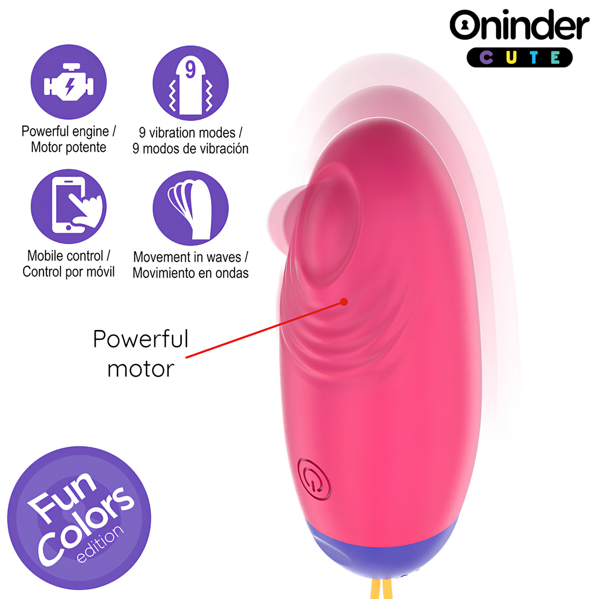 Œuf vibrant connecté Oninder Cute - vibration, ondulation et tapotement