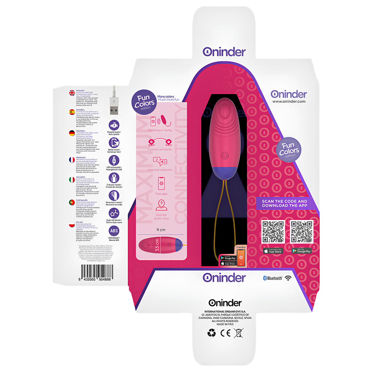 Œuf vibrant connecté Oninder Cute - vibration, ondulation et tapotement