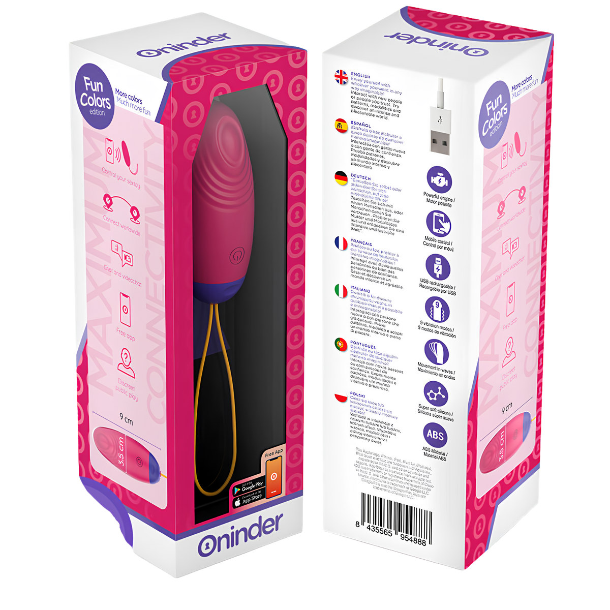 Œuf vibrant connecté Oninder Cute - vibration, ondulation et tapotement