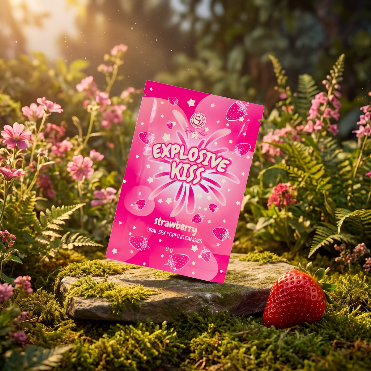 Bonbons pétillants Explosive Kiss à la fraise, sachet de 9 g