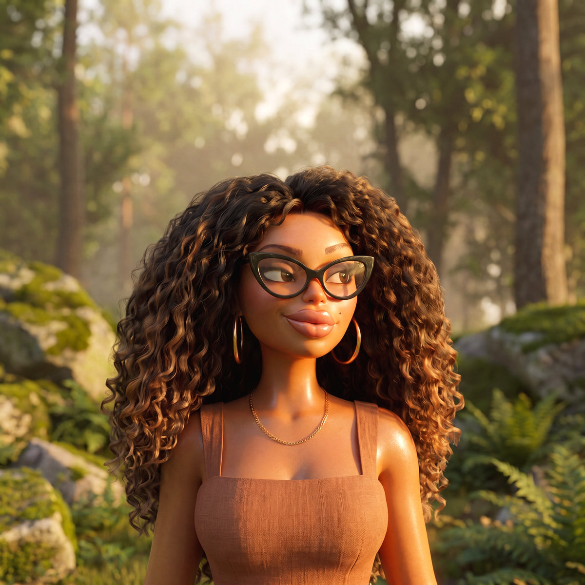 Mila, amusée, regarde Tom