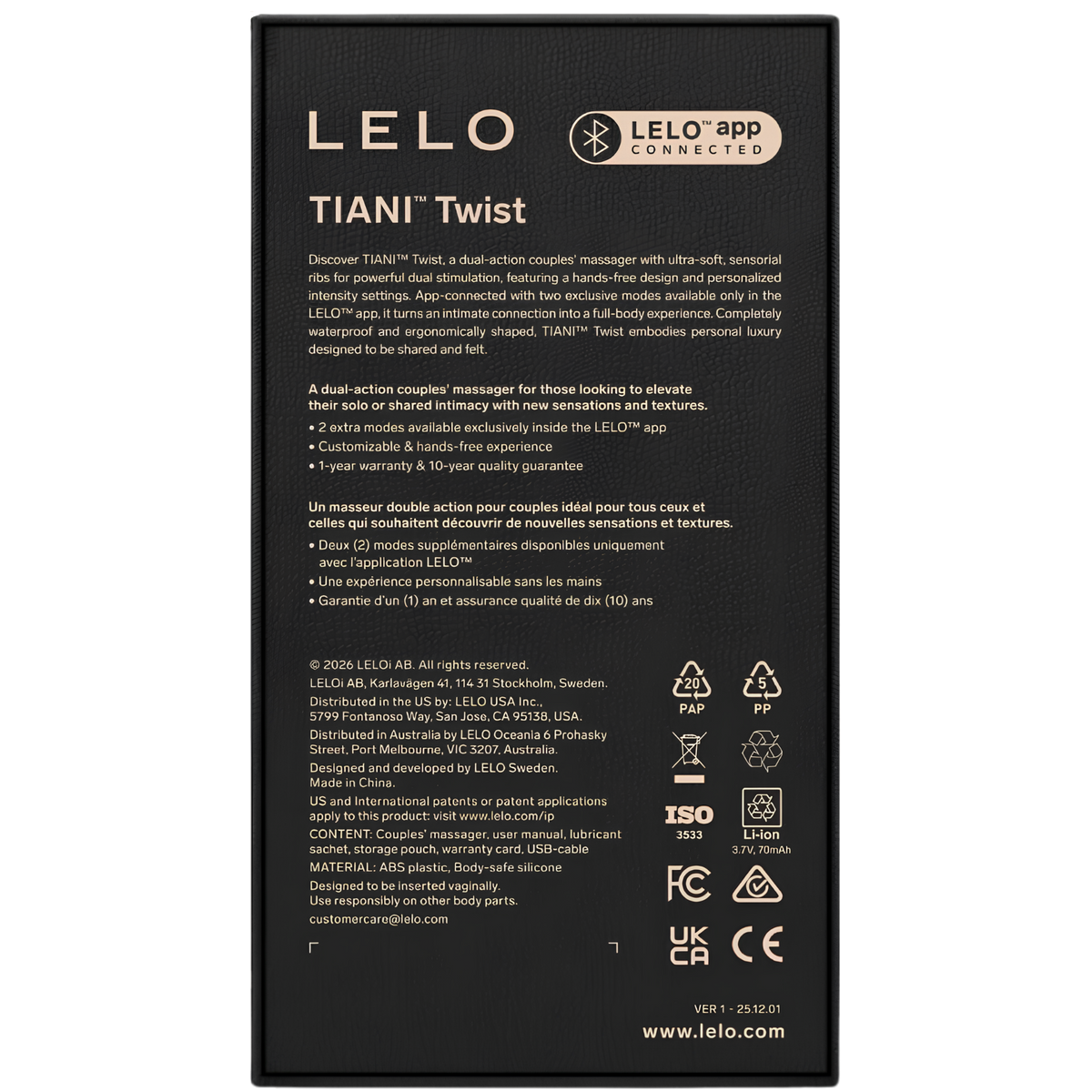 Vibromasseur pour couples LELO Tiani Twist