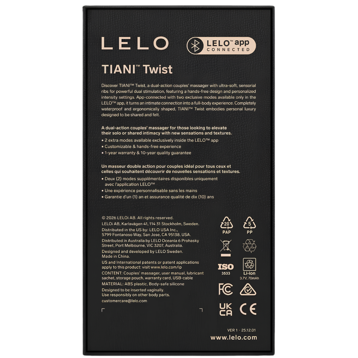 Vibromasseur pour couples LELO Tiani Twist